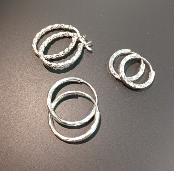 Sterling Silver Hoop Set