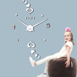 DIY decorative modern hearts wall clock