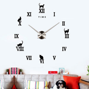 DIY decorative modern cats wall clock