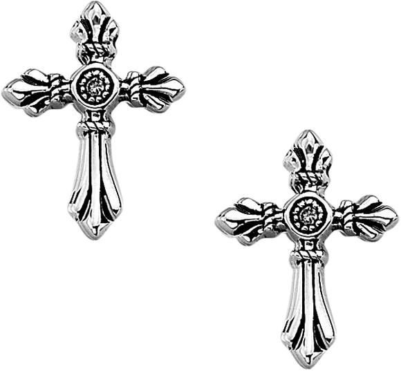 White Ice Cross Earrings with Oxidisation and diamonds