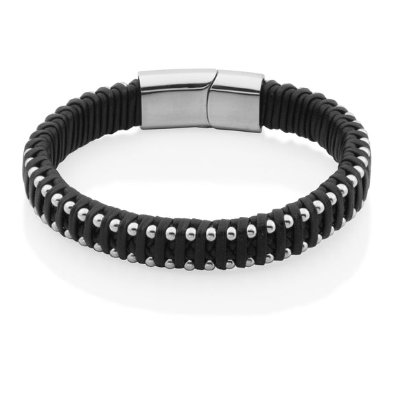 Steelx leather braided bracelet